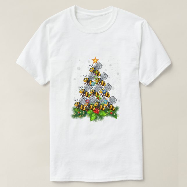 Camiseta Navidades del árbol de abejas divertidos Navidades (Diseño del anverso)