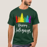 Camiseta Navidades del arcoiris de los gritos felices Orgul<br><div class="desc">Feliz Navidades del arcoiris a los gays LGBT con Navidad.</div>