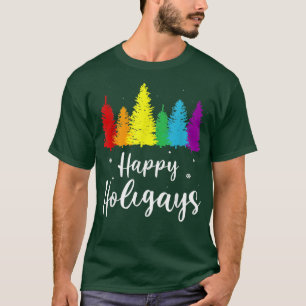 Camiseta Navidades del arcoiris de los gritos felices Orgul