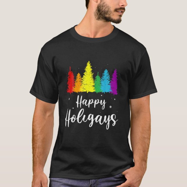 Camiseta Navidades del arcoiris de los gritos felices Orgul (Anverso)