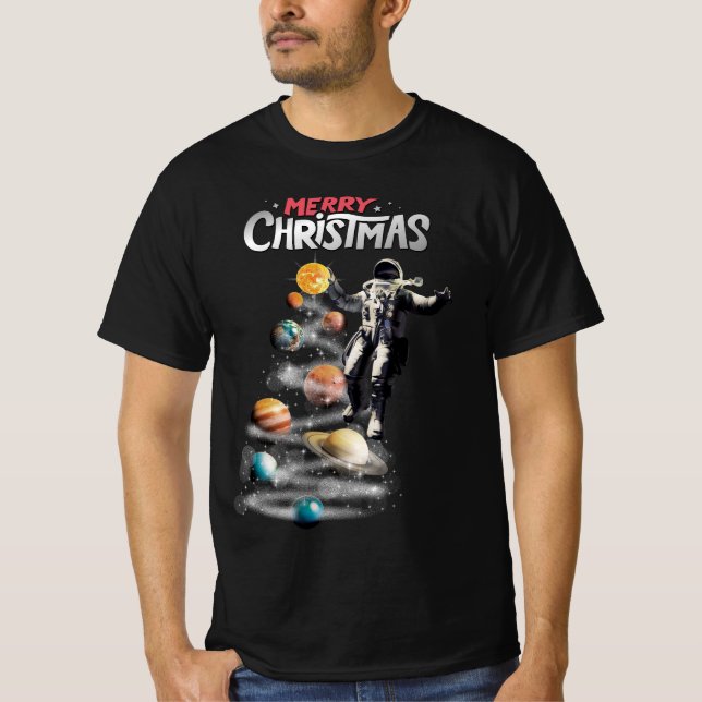 Camiseta Navidades del Astronauta del Sistema Solar Espacia (Anverso)
