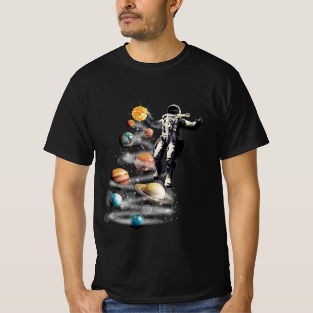 Camiseta Navidades del Astronauta del Sistema Solar Espacia (Anverso)