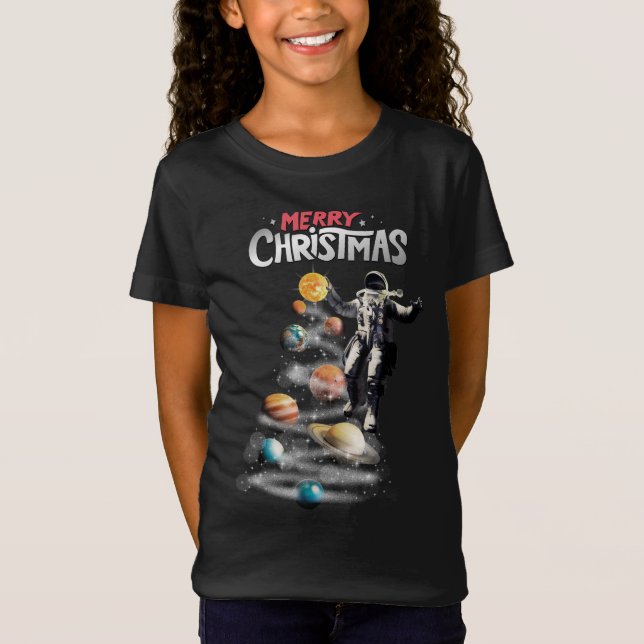 Camiseta Navidades del Astronauta del Sistema Solar Espacia (Anverso)