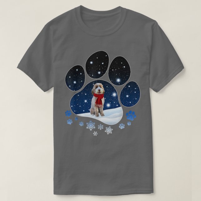 Camiseta Navidades del Aussiedoodle Winter Snow Paw Dogs (Diseño del anverso)