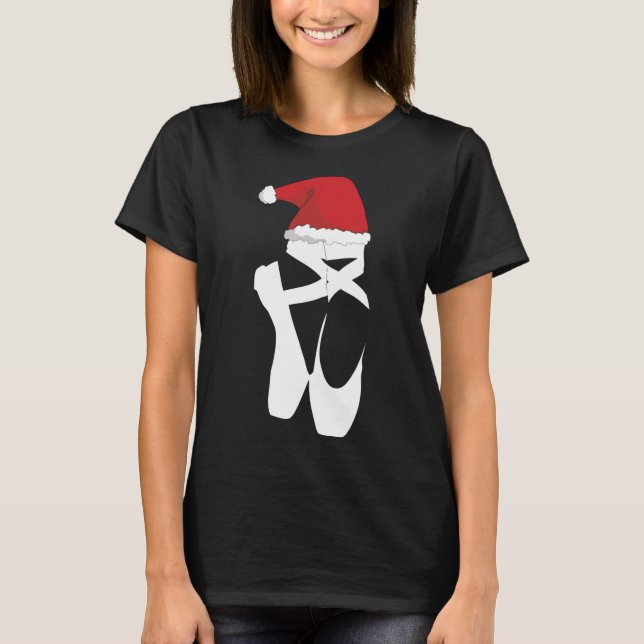 Camiseta Navidades del ballet Pointe Shoe Santa Hat (Anverso)