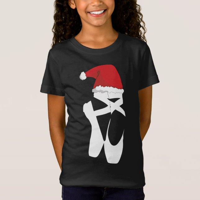 Camiseta Navidades del ballet Pointe Shoe Santa Hat (Anverso)