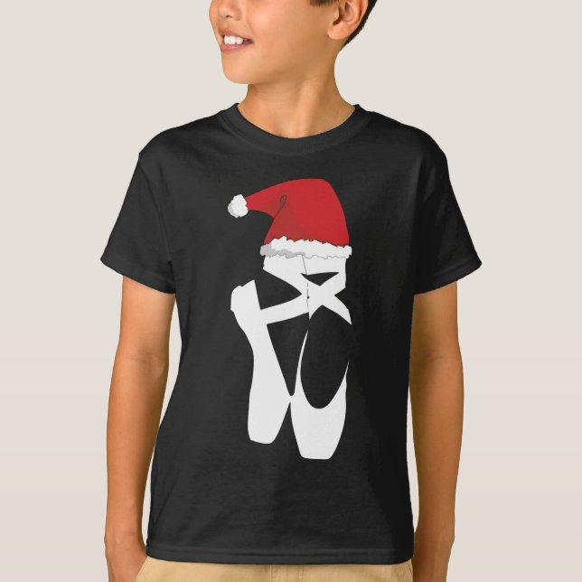 Camiseta Navidades del ballet Pointe Shoe Santa Hat (Anverso)