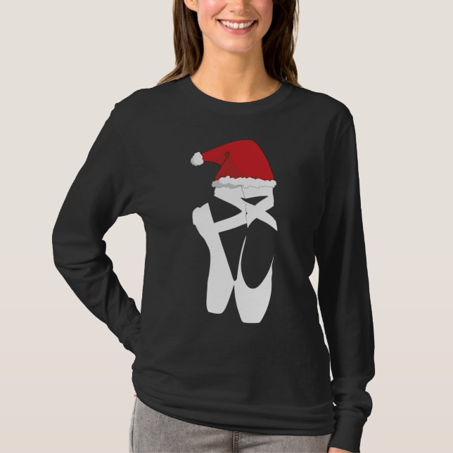 Camiseta Navidades del ballet Pointe Shoe Santa Hat (Anverso)
