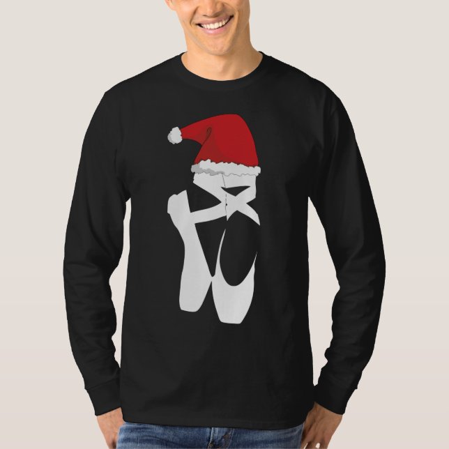 Camiseta Navidades del ballet Pointe Shoe Santa Hat (Anverso)