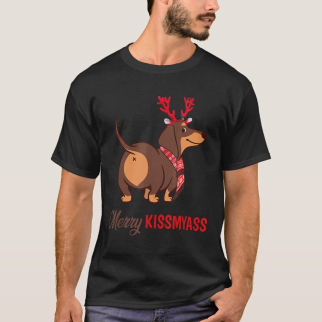Camiseta Navidades del Beso de los cerezos reno Perro Dachs (Anverso)