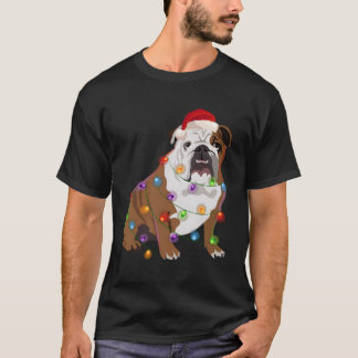 Camiseta Navidades del bulldog alumbran al amante del perro