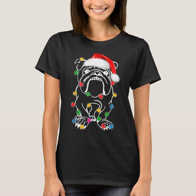 Camiseta Navidades del Bulldog francés iluminan a perro (Anverso)