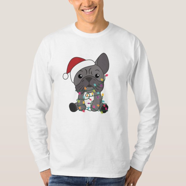 Camiseta Navidades del Bulldog francés niegan animales de i (Anverso)
