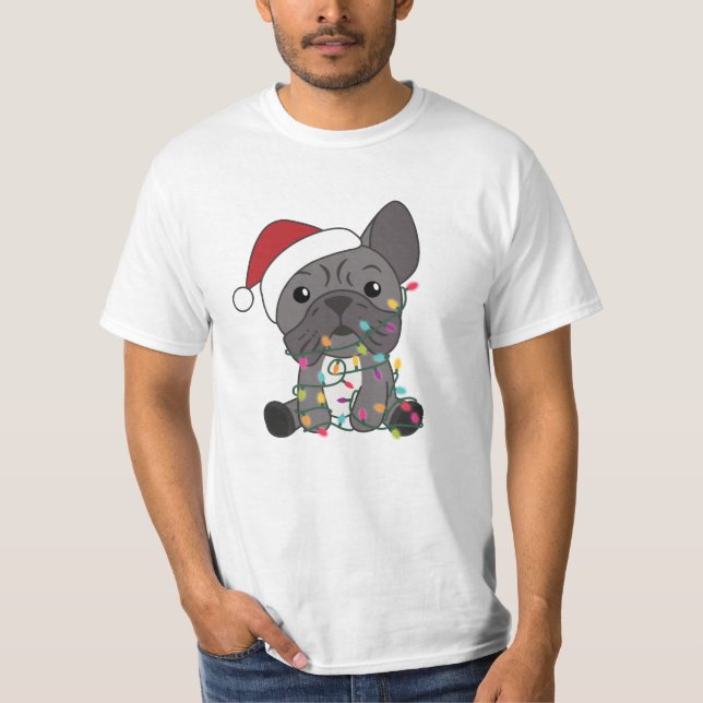 Camiseta Navidades del Bulldog francés niegan animales de i (Anverso)