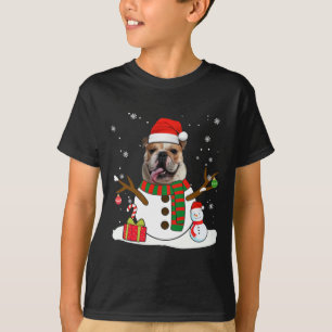 Camiseta Navidades del Bulldog inglés Pajama Snowman Dog Lo
