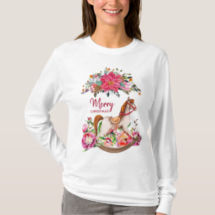 Camiseta Navidades del caballo rocoso victoriano y de la Po