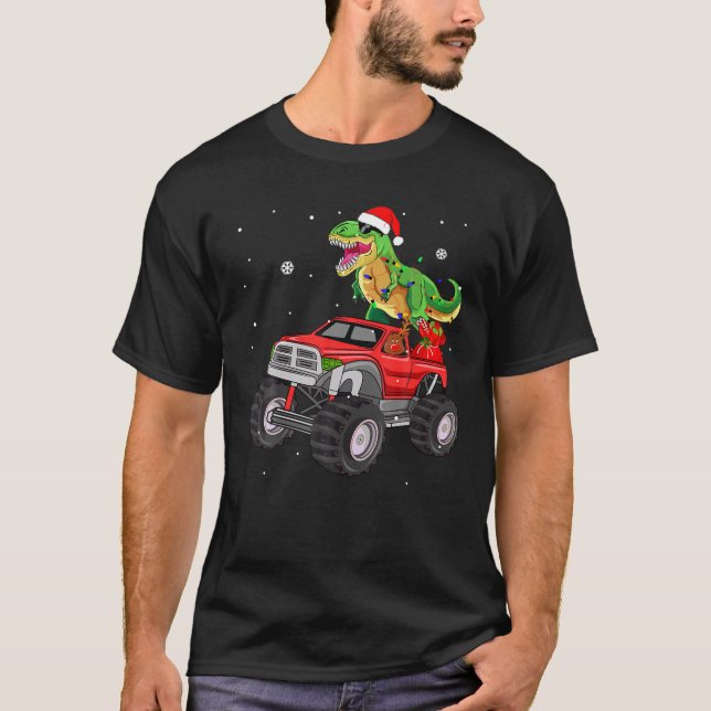 Camiseta Navidades del camión de dinosaurios Rex Monster sa (Anverso)