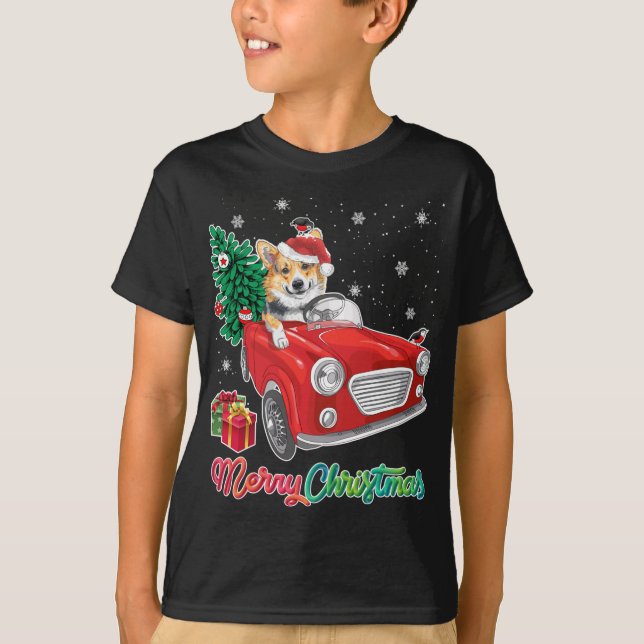 Camiseta Navidades del Camión Rojo Corgi Dog Pajama (Anverso)