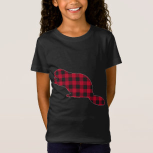 Camiseta Navidades del castor rojo de plaid que coinciden c