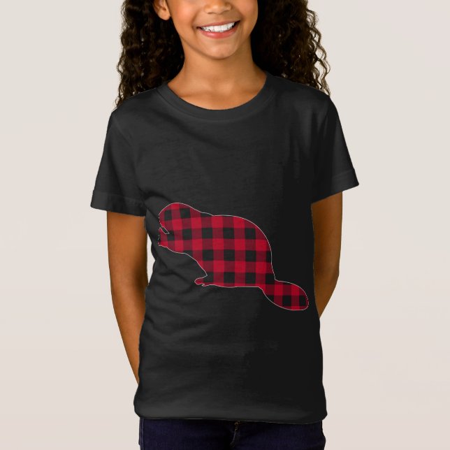 Camiseta Navidades del castor rojo de plaid que coinciden c (Anverso)