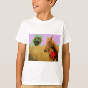 Camiseta Navidades del cielo rosa retro Caballo