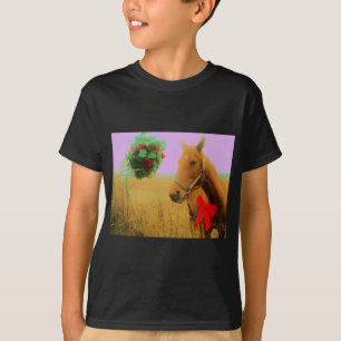 Camiseta Navidades del cielo rosa retro Caballo