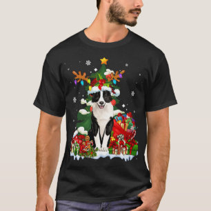 Camiseta Navidades del Collie Fronterizo reno Santa Light D