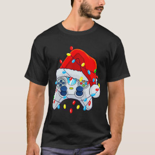 Camiseta Navidades del controlador de juegos Santa Hat Game