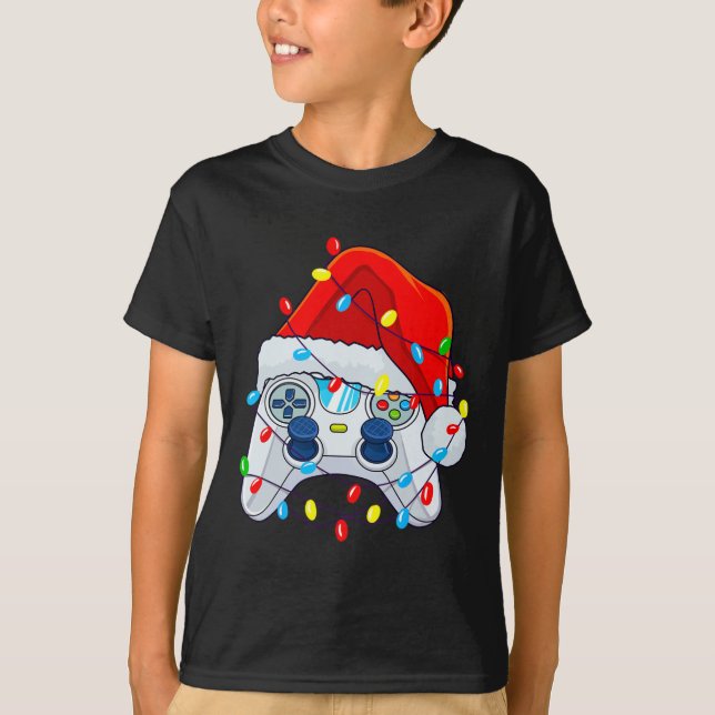 Camiseta Navidades del controlador de juegos Santa Hat Game (Anverso)