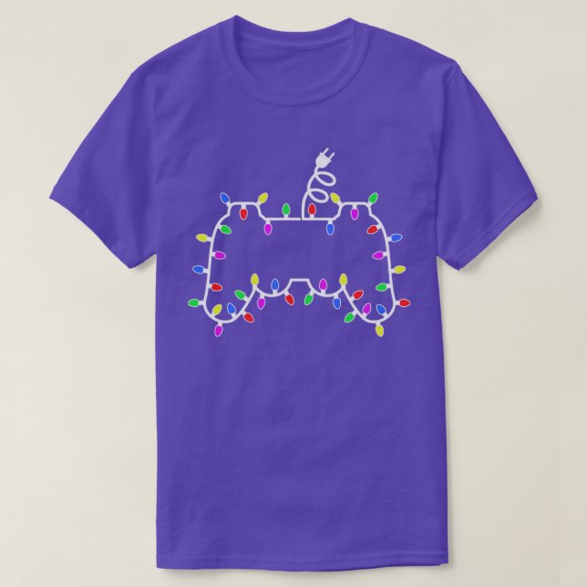 Camiseta Navidades del controlador de videojuegos iluminan  (Diseño del anverso)