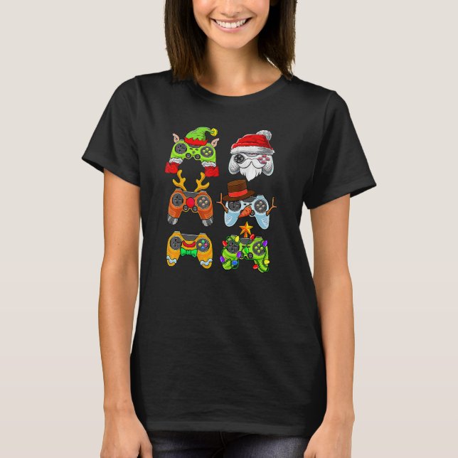 Camiseta Navidades del controlador de videojuegos Santa ELF (Anverso)