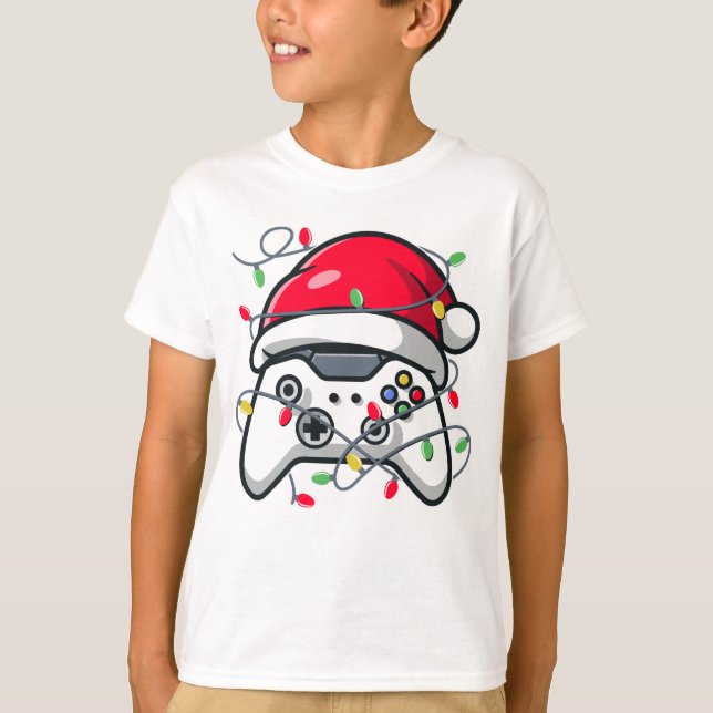 Camiseta Navidades del controlador de videojuegos Santa Hat (Anverso)