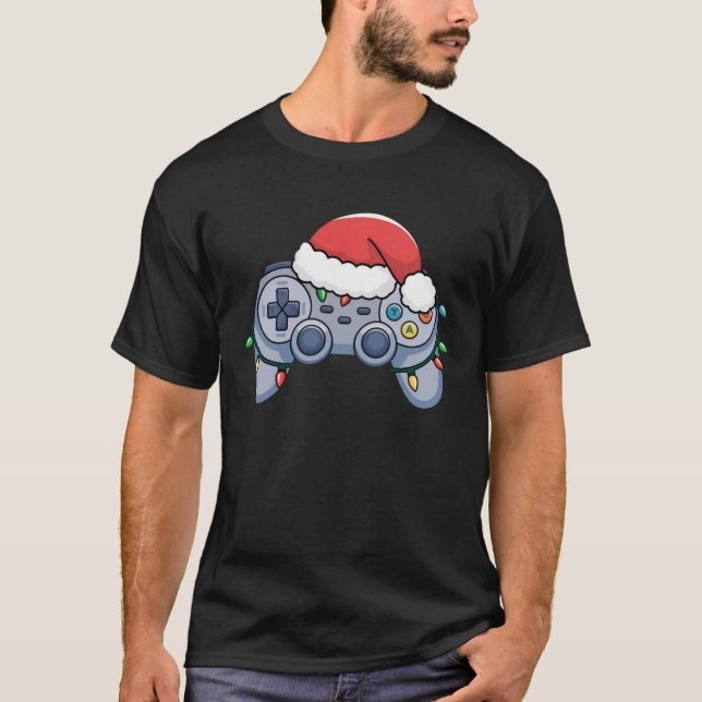 Camiseta Navidades del controlador de videojuegos Santa Hat (Anverso)