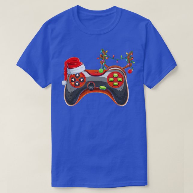 Camiseta Navidades del controlador de videojuegos Santa Hat (Diseño del anverso)
