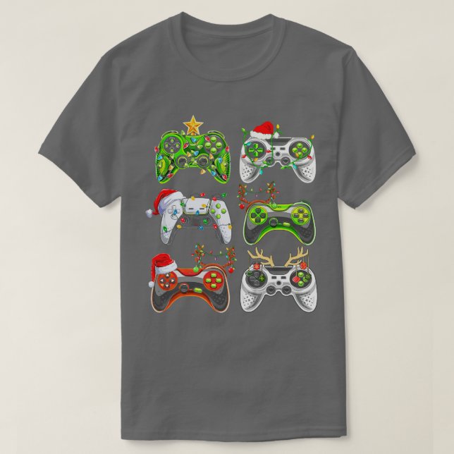 Camiseta Navidades del controlador de videojuegos Santa Hat (Diseño del anverso)
