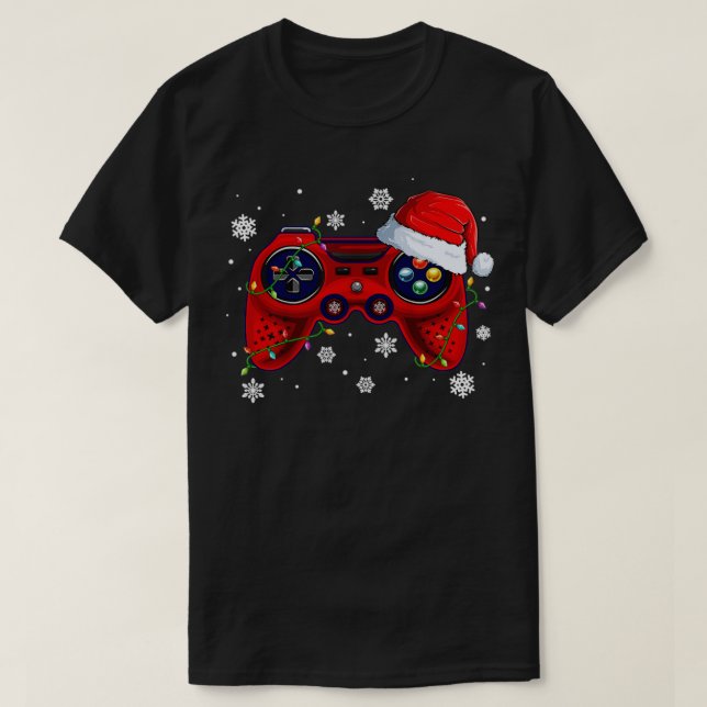 Camiseta Navidades del controlador de videojuegos Santa Hat (Diseño del anverso)