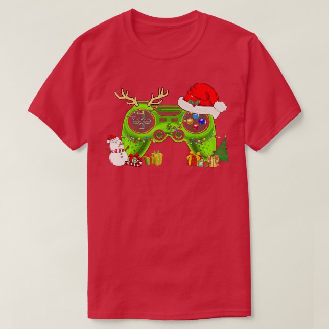 Camiseta Navidades del controlador de videojuegos Santa Hat (Diseño del anverso)