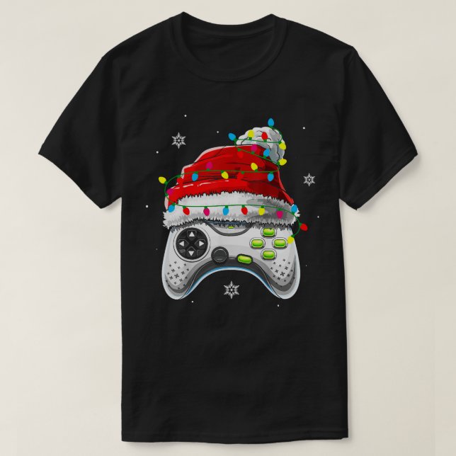 Camiseta Navidades del controlador de videojuegos Santa Hat (Diseño del anverso)