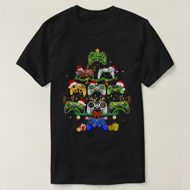 Camiseta Navidades del controlador de videojuegos Santa Hat (Diseño del anverso)