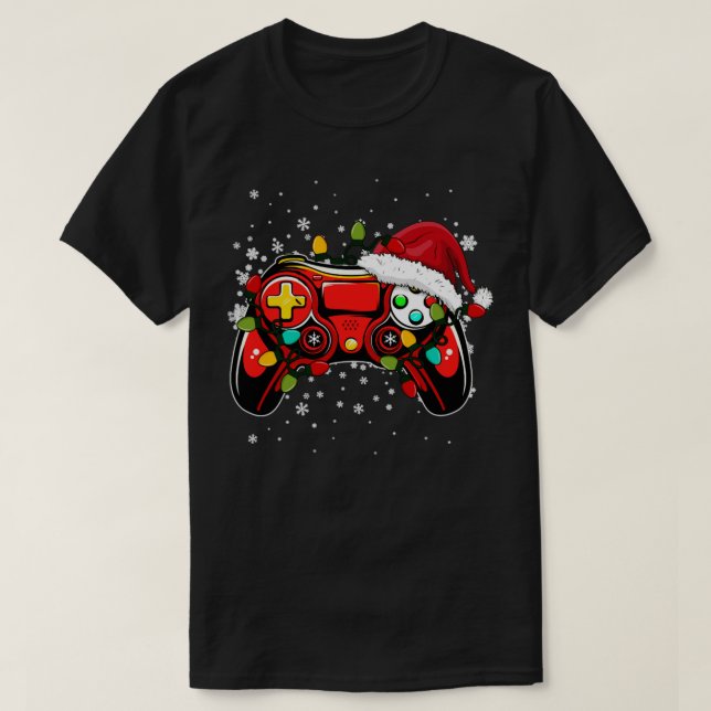 Camiseta Navidades del controlador de videojuegos Santa Hat (Diseño del anverso)