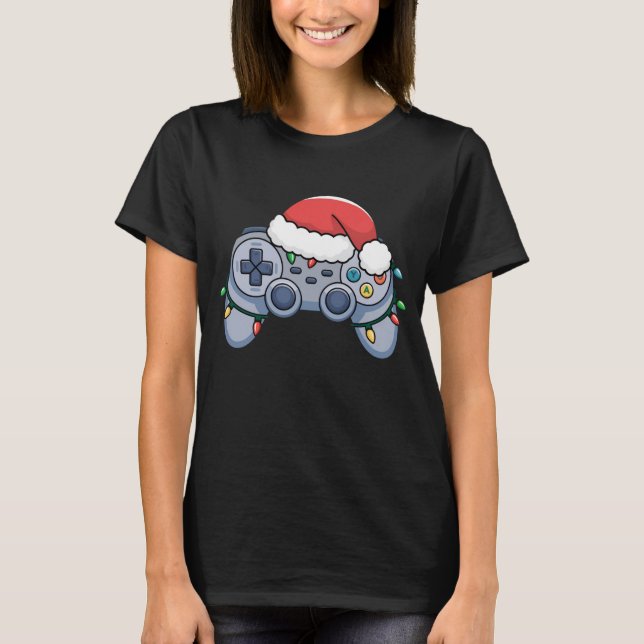 Camiseta Navidades del controlador de videojuegos Santa Hat (Anverso)