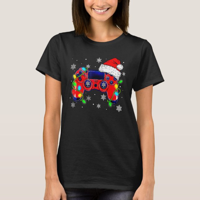 Camiseta Navidades del controlador de videojuegos Santa Hat (Anverso)