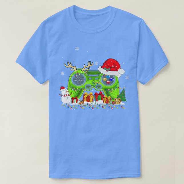 Camiseta Navidades del controlador de videojuegos Santa Hat (Diseño del anverso)