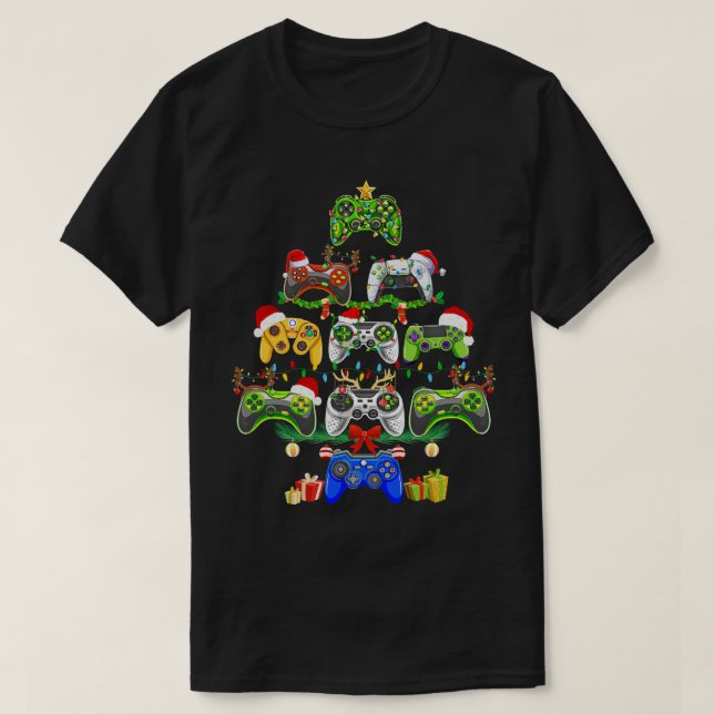 Camiseta Navidades del controlador de videojuegos Santa Hat (Diseño del anverso)
