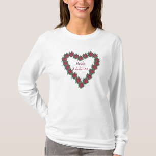 Camiseta Navidades del corazón de Poinsettia Camisas de nov