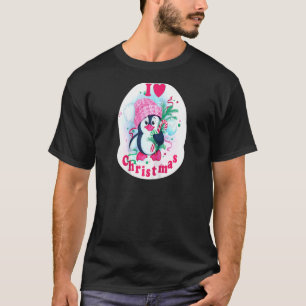 Camiseta Navidades del corazón Penguin Love Candy Cane Paja