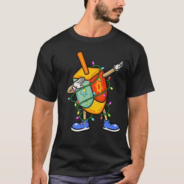 Camiseta Navidades del Dabbing Dreidel Hanukkah iluminan Me (Anverso)
