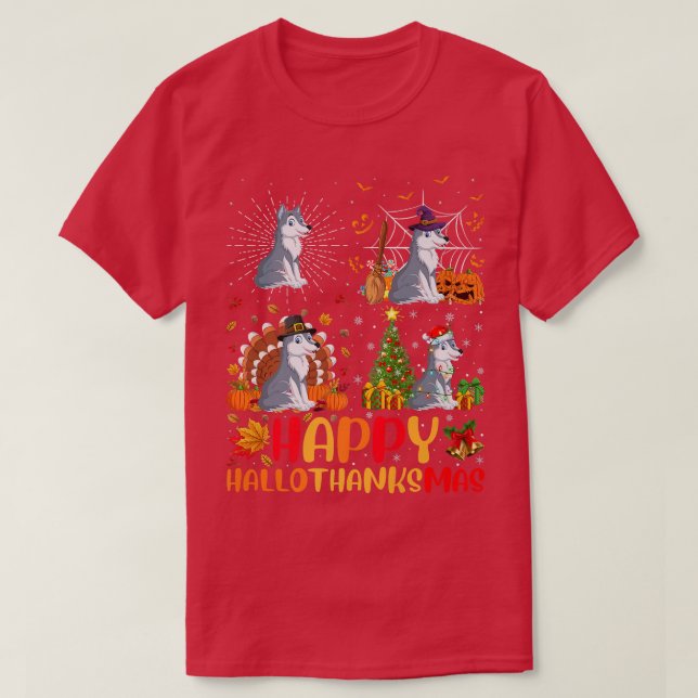Camiseta Navidades del Día de Acción de Gracias Wolf Hallot (Diseño del anverso)