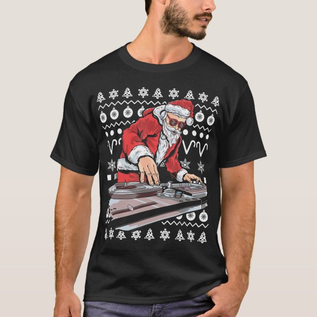 Camiseta Navidades del DJ musical de Papá Noel (Anverso)