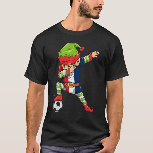 Camiseta Navidades del equipo de fútbol Dabbing Elf (Anverso)